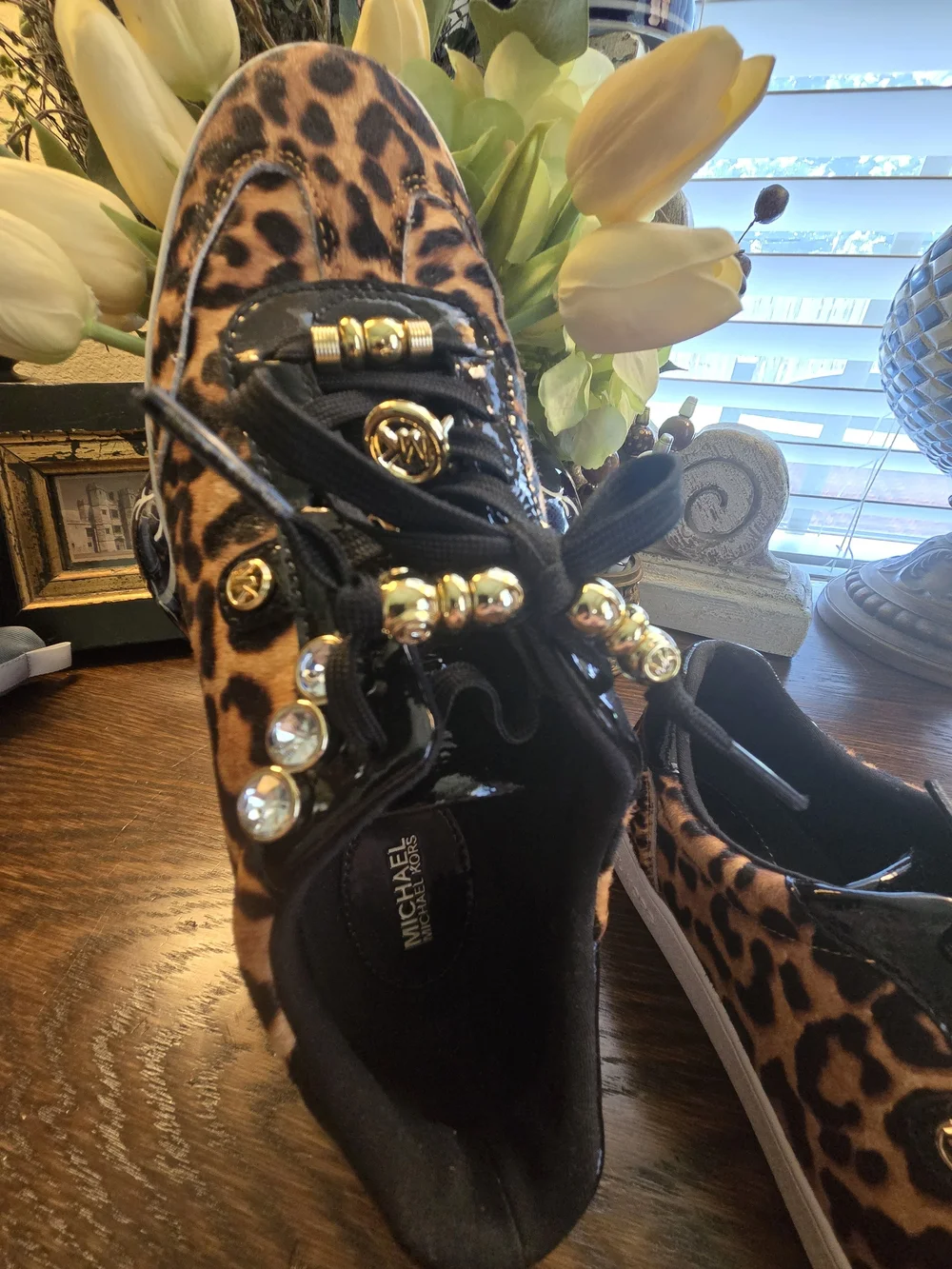 Michael Kors Black and Brown Leopard Print Sneaker
